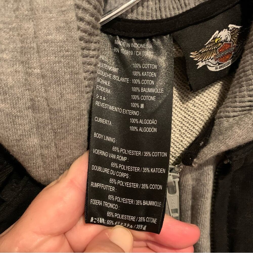 Harley-Davidson 3in1 Hoodie Lined Moto Jacket With Rivet Logo Detail Black Sz S - Picture 12 of 16